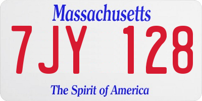 MA license plate 7JY128