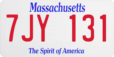 MA license plate 7JY131