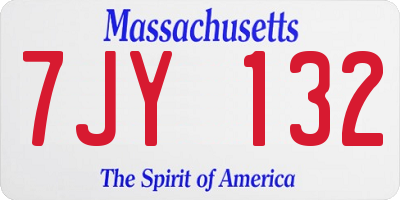 MA license plate 7JY132