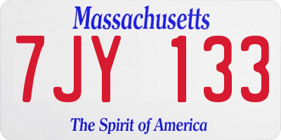 MA license plate 7JY133