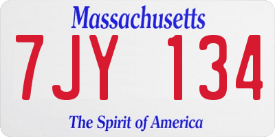 MA license plate 7JY134