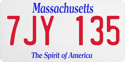 MA license plate 7JY135