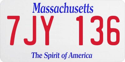 MA license plate 7JY136
