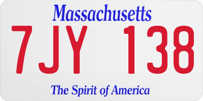 MA license plate 7JY138