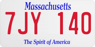 MA license plate 7JY140