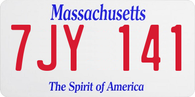 MA license plate 7JY141