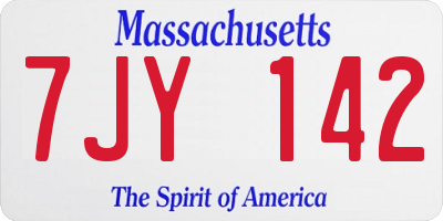 MA license plate 7JY142