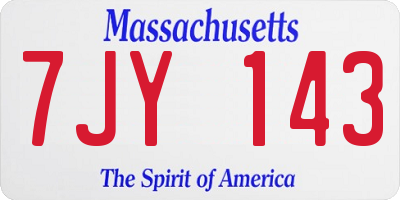 MA license plate 7JY143