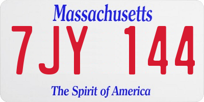 MA license plate 7JY144