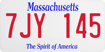 MA license plate 7JY145