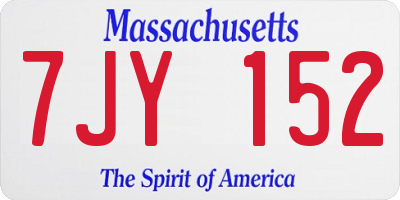 MA license plate 7JY152