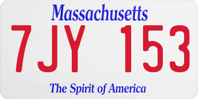 MA license plate 7JY153