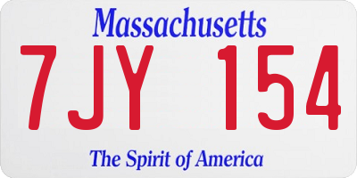MA license plate 7JY154