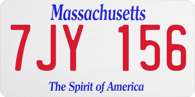 MA license plate 7JY156