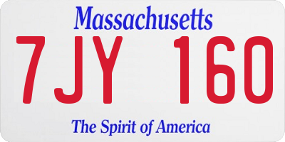MA license plate 7JY160
