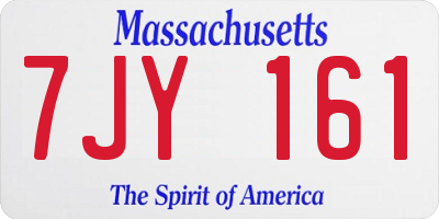 MA license plate 7JY161