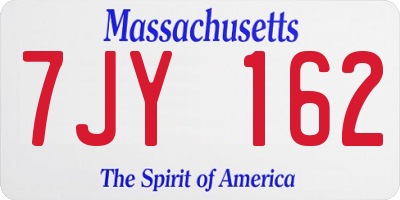 MA license plate 7JY162