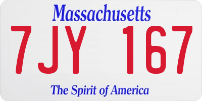 MA license plate 7JY167