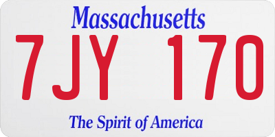 MA license plate 7JY170