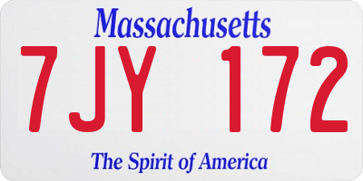 MA license plate 7JY172