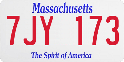 MA license plate 7JY173