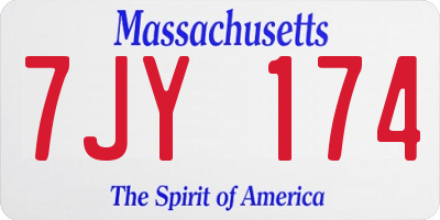 MA license plate 7JY174