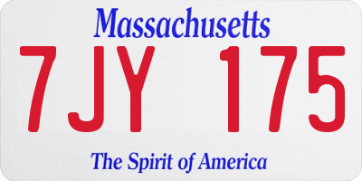 MA license plate 7JY175