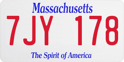 MA license plate 7JY178