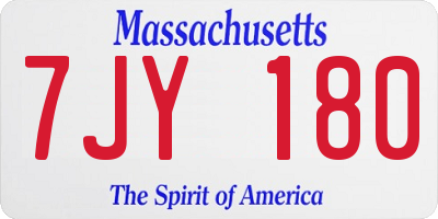 MA license plate 7JY180