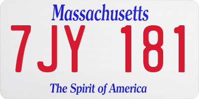 MA license plate 7JY181