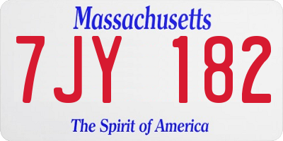 MA license plate 7JY182