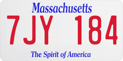 MA license plate 7JY184