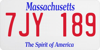 MA license plate 7JY189