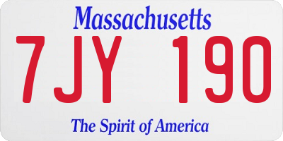MA license plate 7JY190