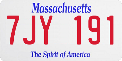 MA license plate 7JY191