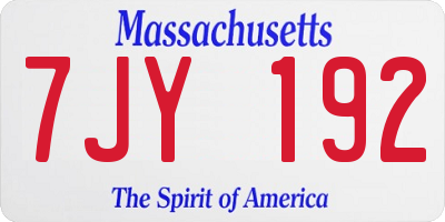 MA license plate 7JY192