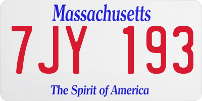 MA license plate 7JY193