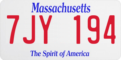 MA license plate 7JY194