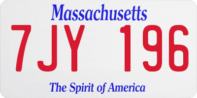 MA license plate 7JY196