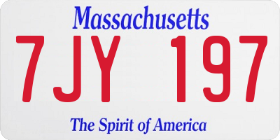 MA license plate 7JY197