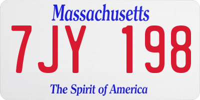 MA license plate 7JY198
