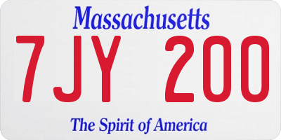 MA license plate 7JY200