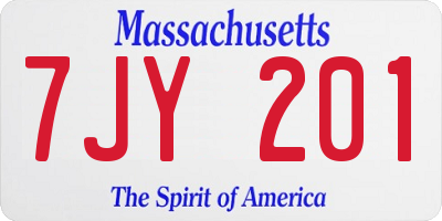 MA license plate 7JY201