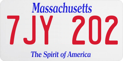 MA license plate 7JY202