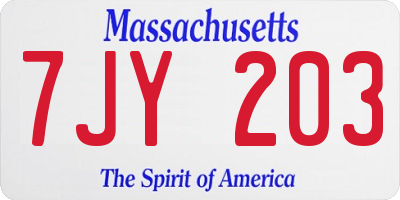 MA license plate 7JY203