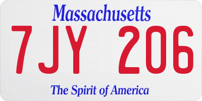 MA license plate 7JY206