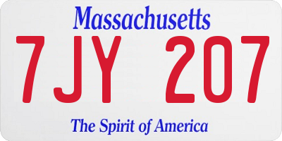 MA license plate 7JY207
