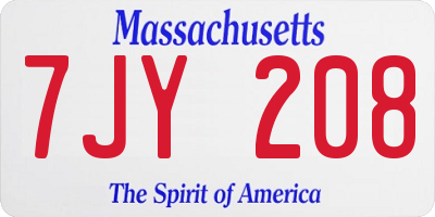 MA license plate 7JY208