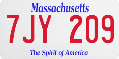 MA license plate 7JY209