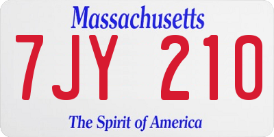 MA license plate 7JY210